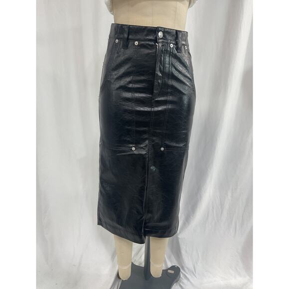 Isabel Marant �toile 'Angele' Black Faux-Leather Midi-Skirt Size 2 - Picture 2 of 5